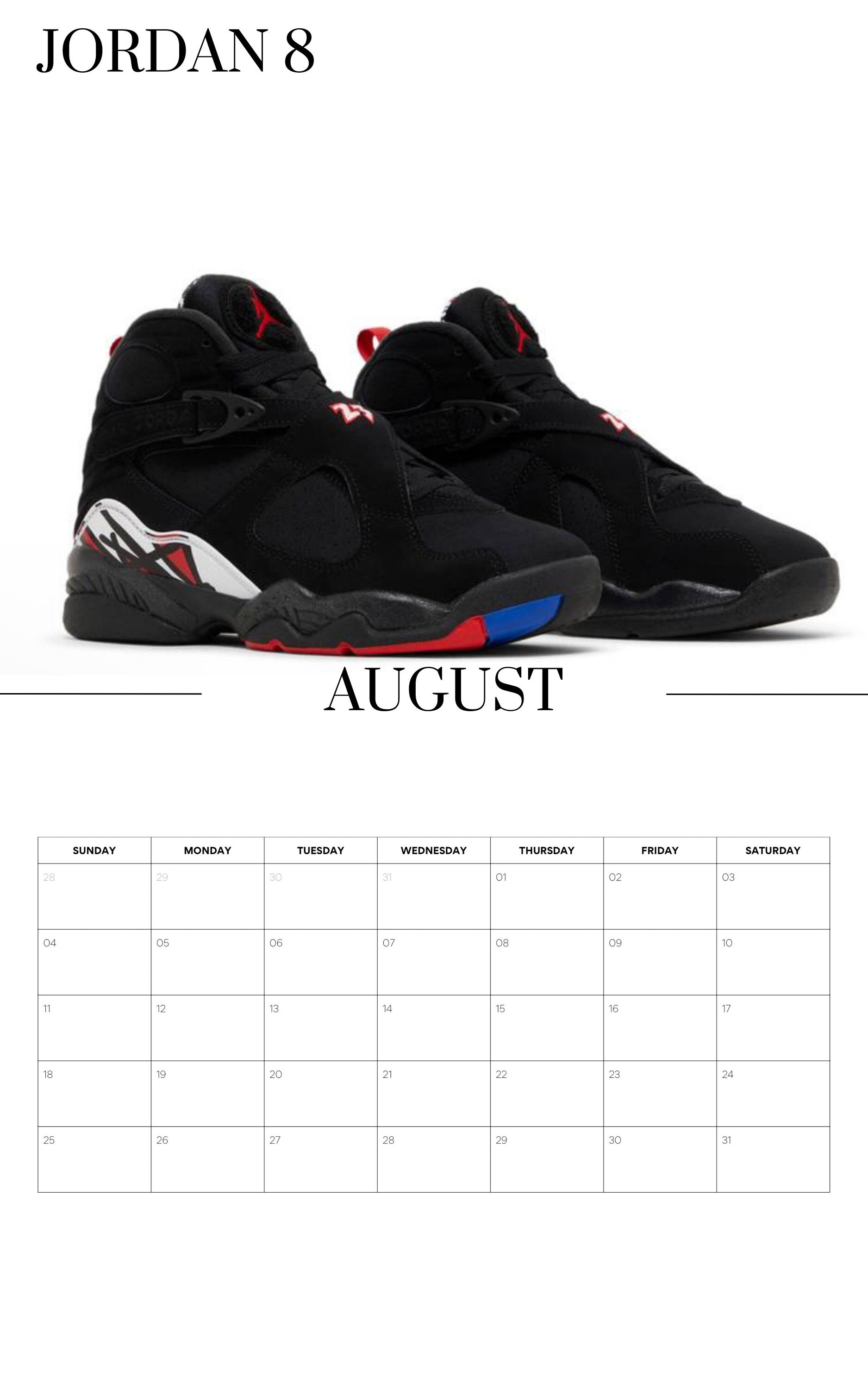 sneaker calendar