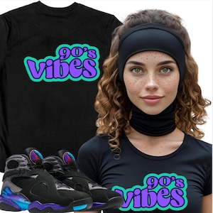 Sneaker Tee for Jordan 5 Grape & Aqua | Match Jordan 8 Aqua Shirt | Purple Aqua Jordan Matching T-Shirt | Retro Sneaker Outfit Tee