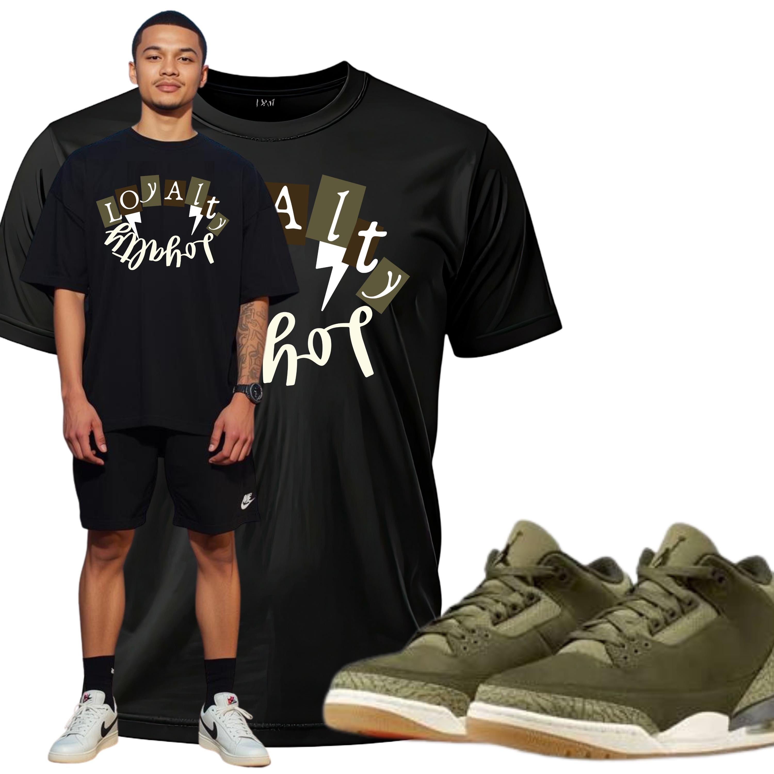 Jordan 3 Olive Green Sneaker Match T Shirt | Family Affair Medium
