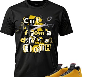 Camiseta a juego con las Jordan negras y amarillas / Camiseta a juego con las zapatillas Jordan 4 Thunder, 12 Taxi, 1 Pollen.
