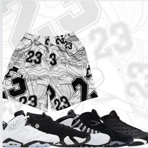Black & White Jordan Sneaker Match shorts – Concord 11 shorts, Oreo 4s outfit, He Got Game 13 Tee – Streetwear Gift for Sneakerheads