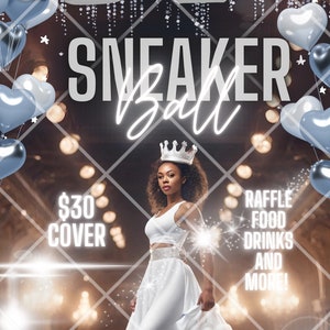Electronic Sneaker Ball Party Invitation Birthday Invite sneaker gala invite Baby Blue Any Occasion Editable template Instant download DIY image 1