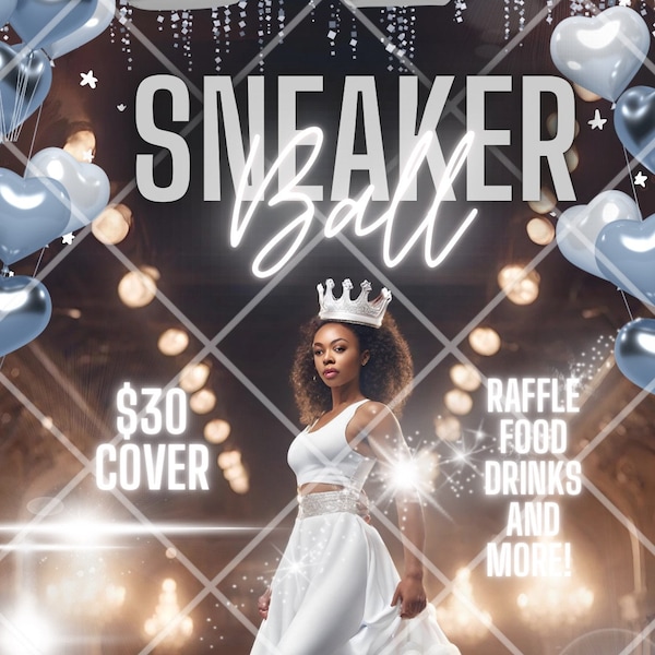 Electronic Sneaker Ball Party Invitation Birthday Invite sneaker gala invite Baby Blue Any Occasion Editable template Instant download DIY