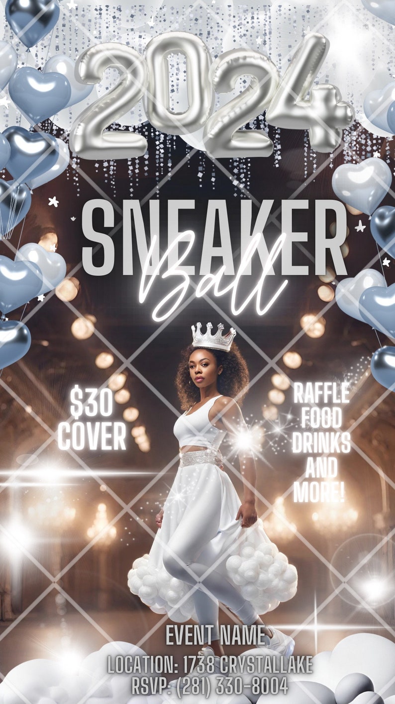 Electronic Sneaker Ball Party Invitation Birthday Invite sneaker gala invite Baby Blue Any Occasion Editable template Instant download DIY image 1