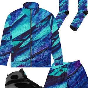 Kurtka sportowa Jordan Aqua 8s i Grape 5s Sneaker Match | Retro Jordan Streetwear | Unisex Sneakerhead Outfit Top