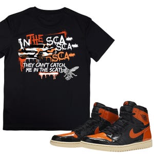 Shattered Backboard Sneaker Match Tee | Orange Black White Jordan Shirt | Retro Jordan Match T-Shirt | Sneakerhead Outfit | Gift for Him