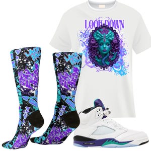 Skarpetki Grape 5s pasujące do Jordan 5 2025 | Akcesoria do stylizacji butów sportowych