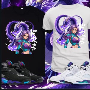 Jordan 5 Grape Match Tee | White Aqua Purple Sneaker Shirt | Grape 5 Sneaker Matching Shirt | Retro Purple & Teal Graphic Tee