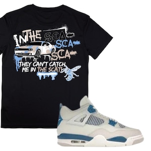Military Blue 4s Shirt | Jordan 4 Military Blue Sneaker Match Tee | Retro Blue Sneaker Shirt | Matching Jordan Outfit