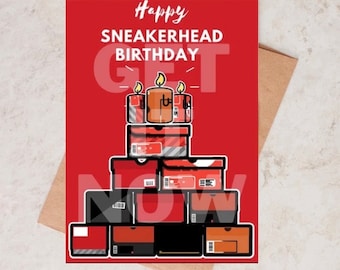 Tarjeta de feliz cumpleaños de Sneakerhead, zapatillas, merchandising de Sneakerhead, regalo para amantes de las zapatillas, regalos para amantes de los zapatos, bestia de la moda, regalo de invitación al baile de zapatillas