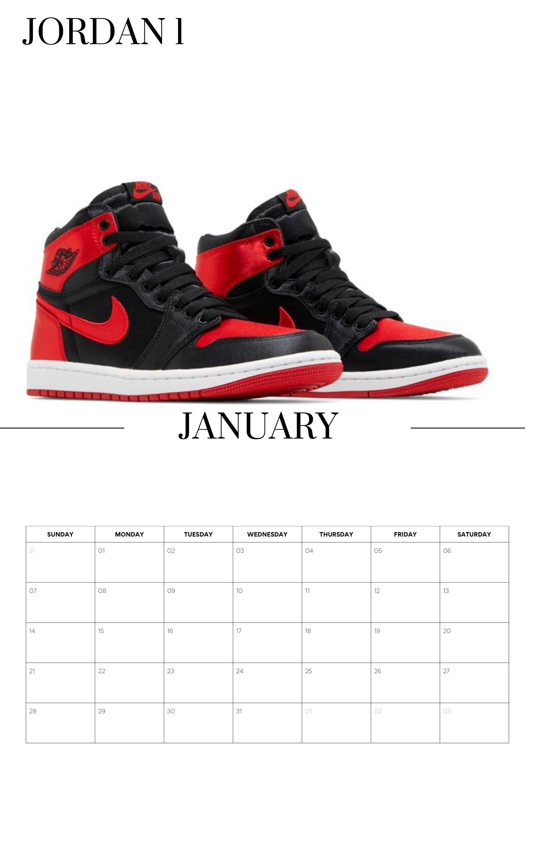 2024 Printable Monthly Sneaker Calendar Sneakerhead Gifts Sneakerhead