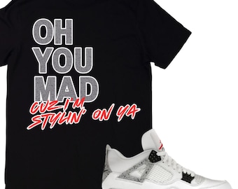 Sneaker Matching Shirt to Go with Jordan Cement 4s | Elephant Print Jordan Tee | Shirt to Match Jordan 3 White Cement | Match Dunks
