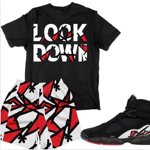 Sneaker Matching Shorts for Jordan Playoff 8s – Retro Streetwear Fit | Matches Jordan 11, Jordan 12, Bred 11, Cherry 12 | Black Red Cloud