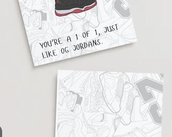 Sneakerhead-födelsedagskort | Roligt Jordan-hälsningskort | Utskrivbar present till sneakerälskare | Digitalt kort för alla tillfällen för honom eller henne