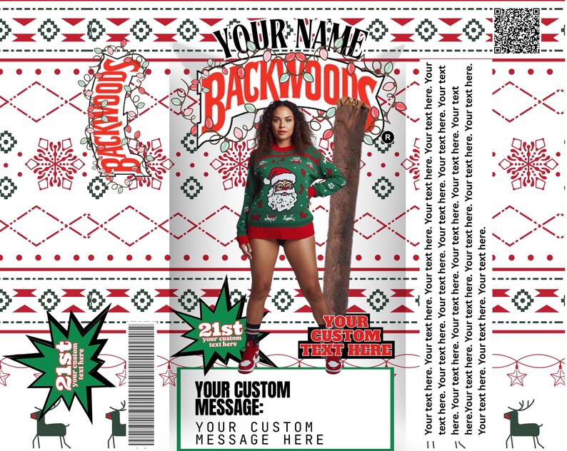 Christmas Backwoods Packet Template Holiday Cigar Wrapper Digital