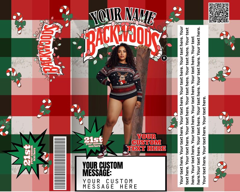 Christmas Backwoods Packet Template Holiday Cigar Wrapper Digital