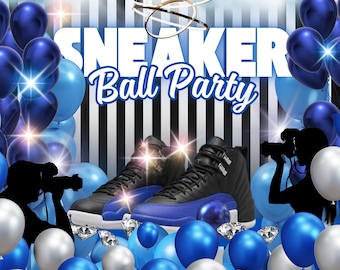 True Blue Jordan Match Tee Invite | Jordan True Blue 3 Matching | Canva Baby Shower Invitations