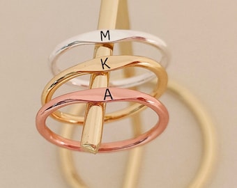Dainty Initial Ring,Skinny Letter Ring,Custom Stackable Ring,Personalized Name Ring,GOLD Letter Ring,Gift For Her,minimalist ring