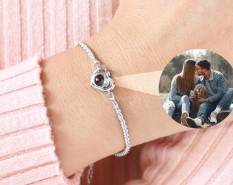 Personalized Heart Projection Photo Bracelet,Love Picture Bracelet,Pet Gift,Birthday Gift,Couple Gift,Wedding Gift for her,Everyday Bracelet