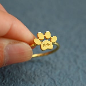 Personalisierter Pfotenabdruck Ring, Haustier Verlust Geschenk,Hunde Ring,Tierfreundlich Schmuck,Haustier Liebhaber Geschenk für Sie,Hund Mama Geschenk