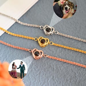 Personalized Heart Projection Photo Bracelet,Love Picture Bracelet,Pet Gift,Birthday Gift,Couple Gift,Wedding Gift for her,Everyday Bracelet