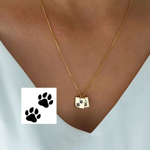 Actual Paw Print Necklace,Dog Nose Print Necklace,Pet Name Necklace,Grandma Gift Mom Gift for Her,Christma Gift,Pet Loss Gift,Pet Lover Gift