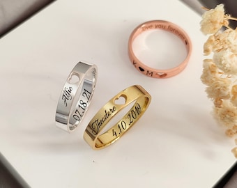 Custom Stackable Name Rings,Heart message ring,Pet Name Ring,Couples Gift,Baby Name Mom Gift,Wedding Band,Gold Ring,Anniversary Initial Ring
