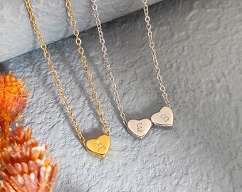 Personalized Initial Necklace,Engraved Heart Necklace,Kids initial,Bubble Letter Necklace,Heart Jewelry Gift For Her,Mom Gift,Name Necklace