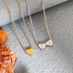 Collar con inicial personalizado, collar con corazón grabado, inicial para niños, collar con letra de burbuja, regalo de joyería de corazón para ella, regalo para mamá, collar con nombre