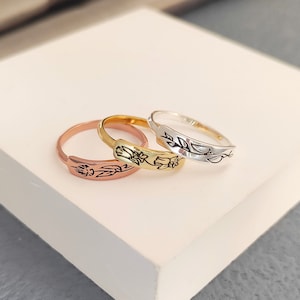 Custom Flower Ring,Thin Floral Ring,Handmade Friendship Ring,Personalized Family Jewelry,Gift for Mom,Minimalist Ring,Birthday Gift for Her