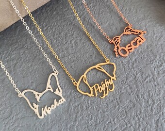 Personalized Dog Name Necklace,Design Dog Ear Necklace,Christmas Gift,Pet Jewelry,Pet Memorial Gift,Name Dog Ear,Animal Jewelry,Pet Jewelry