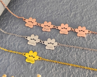 Personalized Paw Print Anklet,Paw Name Anklet,Initial Foot Bracelet,Pet Lovers Anklets,Loss Pet Name Memorial Anklet,Sterling Silver Jewelry