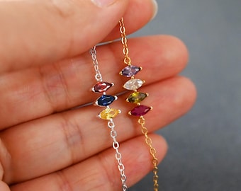 Custom Birthstone Bracelet,Wedding Bracelet,Family Birthstone Bracelet,Graduation Gift,Birthday Gift,Mother Day Gift for Her,Bridesmaid Gift