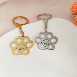 Chaveiro de pata personalizado, chaveiro para animais de estimação, chaveiro com nome personalizado, acessório de chaveiro, chaveiro de gato personalizado, presente para o pai, presente para a mãe