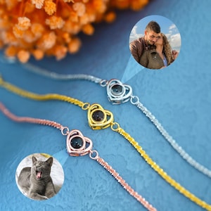 Personalized Heart Projection Photo Bracelet,Love Picture Bracelet,Pet Gift,Birthday Gift,Couple Gift,Wedding Gift for her,Everyday Bracelet