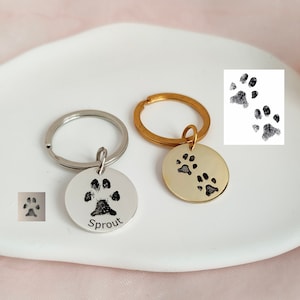 Porte-clés photo personnalisé, Porte-clés patte réelle, Porte-clés pour animal de compagnie, Cadeau en cas de perte d'un animal de compagnie, Cadeau pour papa, Cadeau pour maman, Porte-clés chat et chien