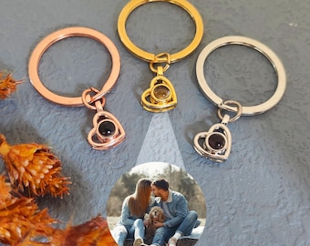 Custom Heart Photo Projection Keychain,Picture Inside Key Ring,Christmas Gift for Her,Valentines day gift,Love Couple Keychain,Wedding gift