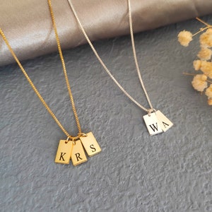 Collar personalizado con nombre de barra de etiqueta de oro de 14k, collar inicial, collar de letras, regalo personalizado de mejor amiga para ella, regalo de cumpleaños, regalo del día de la madre