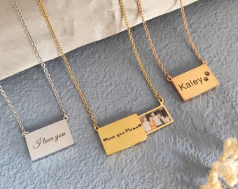Personligt fotohalsband, halsband med dolt meddelande, bildhalsband, mors dag-present, årsdagspresent, bröllopspresent, fotomedaljonghalsband