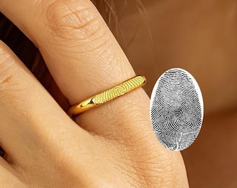 Custom Pet's Nose Print Ring,Custom Actual Fingerprint,Engraved Pet Memorial Gift,Engagement Ring,Christmas Gift,Promise Ring,Christmas Gift