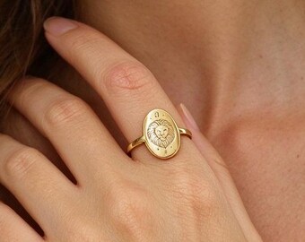 Custom Zodiac Ring,Star Signet Ring,Constellation Ring,Gold Astrology Ring,Anniversa Christmas Gift,Birthday Gift for her,Engraved Name ring