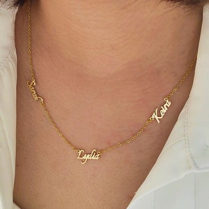 Collar de oro personalizado con varios nombres, collar con nombres familiares, regalo para el día de la madre, regalo de cumpleaños, regalo de Navidad, regalo de graduación para la mejor amiga