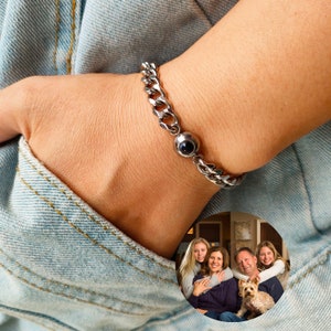 Custom Photo Projection Bracelet, Bracelet Men with Picture, Photo Boyfriend Bracelet,Gift for Him,Father&#39;s Day Gift,Couples bracelet