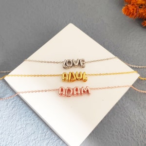 Tobillera inicial personalizada, collar con letras de globo para mujer, joyería de verano con letras de burbujas, regalo de graduación, regalo de cumpleaños para ella, regalo de dama de honor
