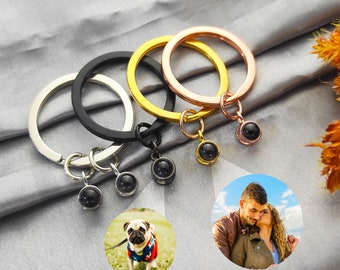 Personalized Projection Photo Keychain,Memorial Key Chain Gift,couple keychain,Custom Photo Gift,Anniversary Gift for Him,Pet Lover Gift