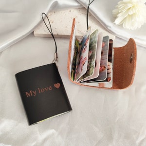 Custom Mini Photo Album Keychain,Photobook Keychain,Photo Keychain,Couple Gift,Handmade Gift, Birthday Gift for Dad,leather keychain for men