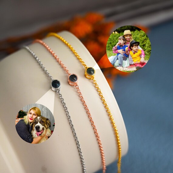 Bracciale per proiezione fotografica personalizzato, braccialetto in corda intrecciata, gioielli con foto all'interno, braccialetto iniziale per proiezione, regalo commemorativo - Italia