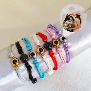 Custom Photo Projection Bracelet, Braided Rope Bracelet, Photo Bracelet, Boyfriend Bracelet, Gift for Him,Memorial Jewelry,Father&#39;s Day Gift