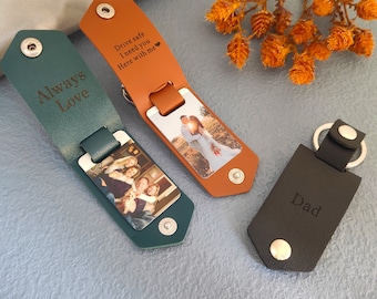 Custom Photo Leather Keyring,Man accessory,personalized gift for him,Mother&#39;s Day Gift,Father&#39;s Day Gift,Groom Gift,Couple Keychain