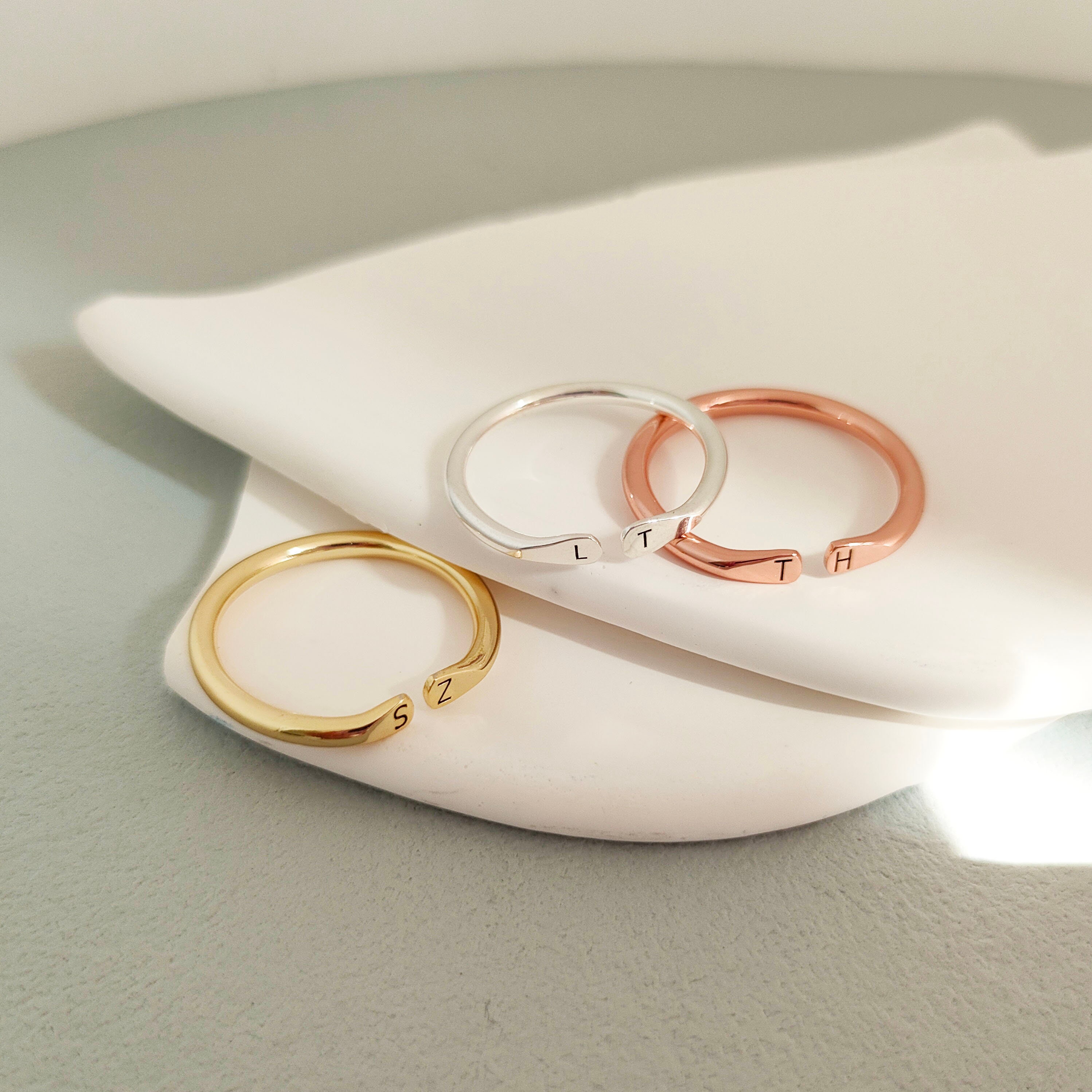 Personalized Duo Initial Ring,custom Dainty Initial Letter Ring,couple ...